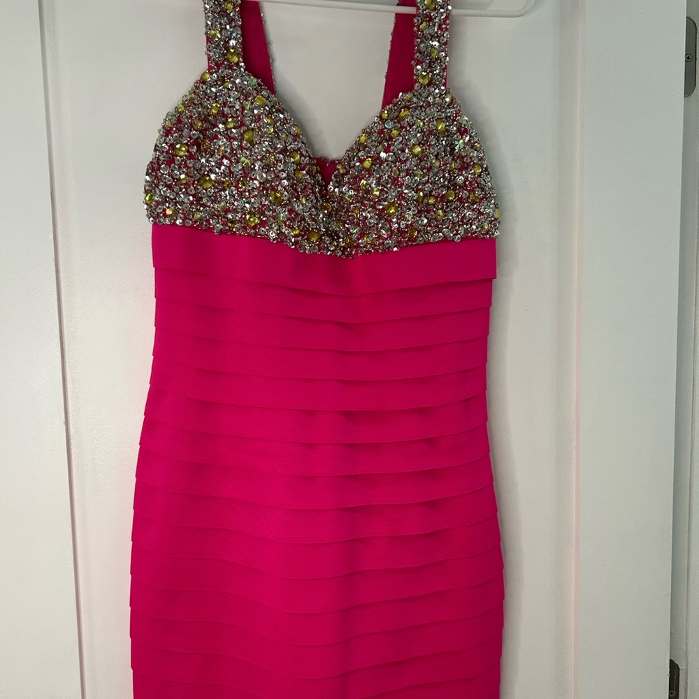 Sherry Hill Bright Pink Size 0 Dress